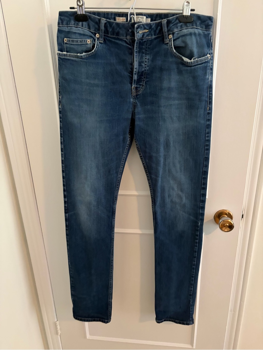 Topman Slim Straight Jeans in Indigo Blue Wash